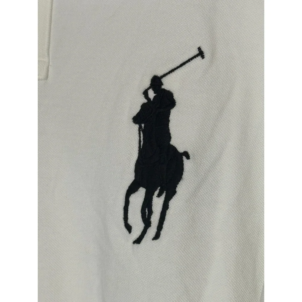 POLO RALPH LAUREN Mens Big Pony Custom Slim Fit Polo Shirt -WHITE XXL